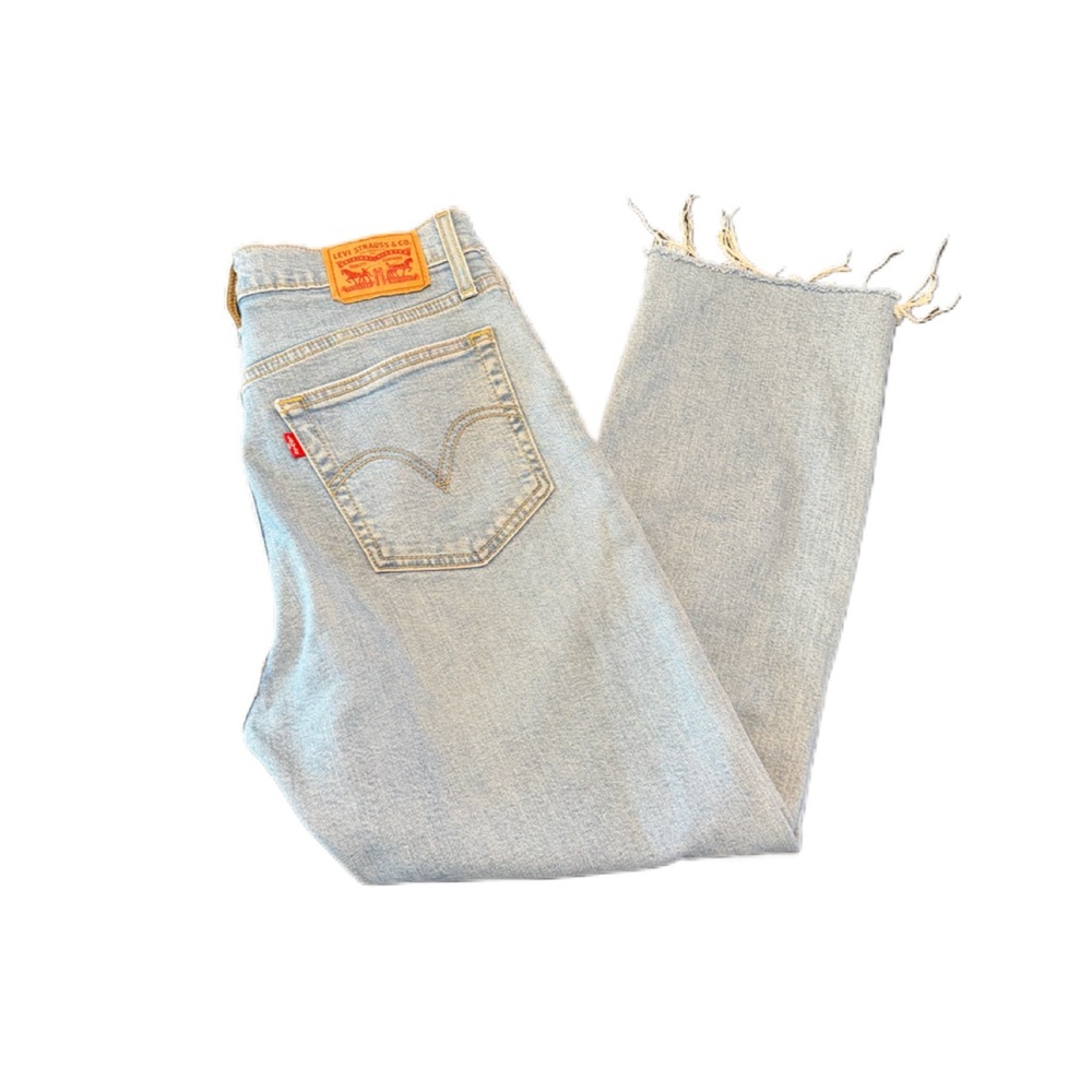 Levi’s Wedgie Straight Jeans Light Wash Destroyed Crop Women’s 28